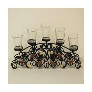  Half Circle Metal Candle Holder W/ Glass Cups REDEN1834 