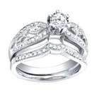 Sea of Diamonds 3/4 Carat Diamond 18k White Gold Designer Bridal Set 