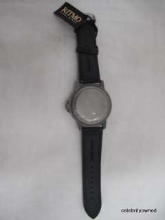 NWT Rimto Mvndo Black Leather Silver Large Face Watch  