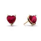 Jewels For Me Heart Cut 14K White Gold Lab Ruby Stud Earrings