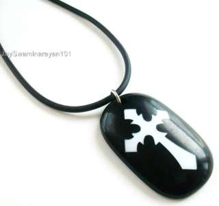 Religious Cross Teens Mens Necklace Black Cord Surfer  