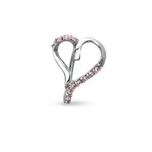  014 Gauge Open Heart Top Down Belly Button Ring with Pink 