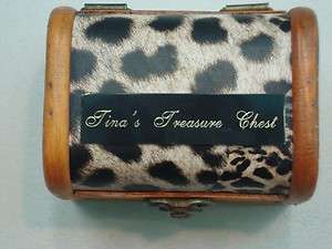 SAFARI 4 INCH WOODEN TREASURE CHEST WITH CUSTOMIZED NAME PLATE  