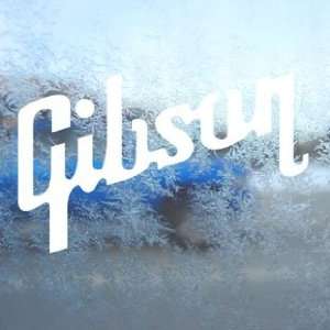  GIBSON GUITAR White Decal Car Laptop Window Vinyl White 