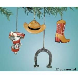  Westen Cowboy Theme Ornaments   12 Pc Assorted   Cowboy Boots 