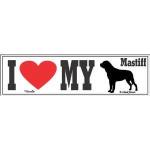  Bumper Sticker I Love My Mastiff 