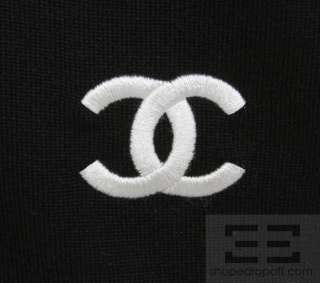 Chanel Mens Black Wool Embroidered Logo Cardigan Sweater 07A, Size 50 