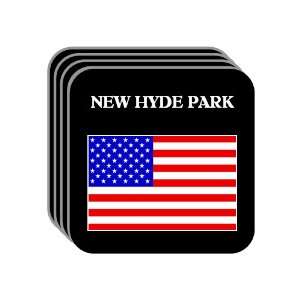 US Flag   New Hyde Park, New York (NY) Set of 4 Mini Mousepad Coasters