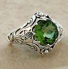 PERIDOT ART NOUVEAU .925 STERLING SILVER ANTIQUE STYLE RING SIZE 8 