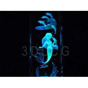  Disney The Little Mermaid 3D Laser Etched Crystal 6 Inch 