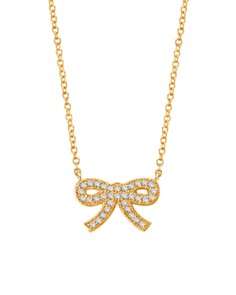 Crislu Micro Pave Ribbons & Pearls Bow Necklace, 16
