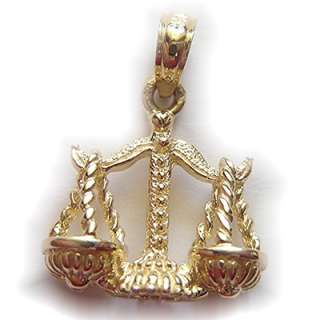 14k Yellow Gold 3D Scales of Justice Libra Charm *  