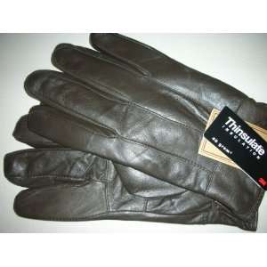  Mens Brown Italian Leather Gloves Thinsulate Insulation 