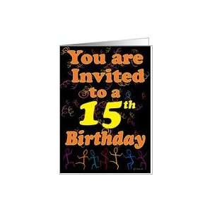  Dancing and Confetti 15th Birthday Invitation Greeting 