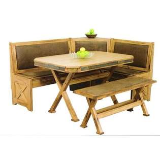 Sunny Designs Sedona oak finish wood breakfast nook set with padded 
