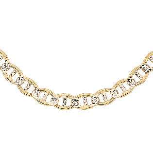  Link Chain Two tone Diamond cut. Sterling Silver and 14K Yellow Gold 
