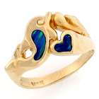 Jewelry Liquidation 14k Gold Dolphin Blue Created Opal Heart Love Ring