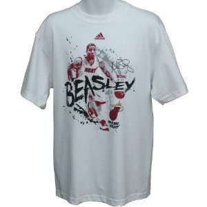  Men`s Miami Heat #1 Michael Beasley Splatter White Tshirt 
