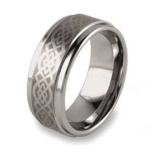 9MM TUNGSTEN CELTIC SILVER MENS RING SIZE 17  