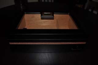 Black SHOWCASE Spanish Cedar inlay Cigar Humidor NEW  