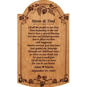  Personalized Carved Grape Border Tablet   Mom and Dad 