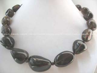 charming 19 15 35 15mm smoky quartz chunk necklace  