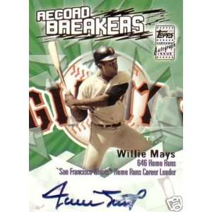  03 Topps WILLIE MAYS Record Breakers Autograph Sports 