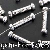 50 Tibetan silver Flower Tube Spacers Beads 21mm B455  