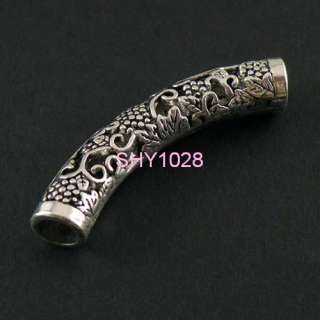 4Pcs Tibetan silver Curved Tube 6mm hole Beads #5058A  