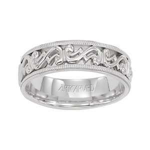 ArtCarved Monarchy White Gold Ladies Wedding Band 6.5mm Comfort Fit 