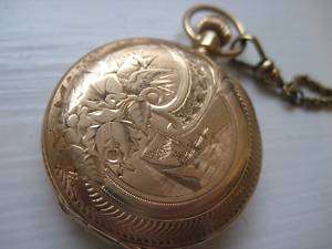 Antique Ladies Solid 14k Gold Elgin Pocket Watch Chain  