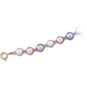   White, Grey and Pink Pearl Strand Necklace/14kt yellow gold: Jewelry