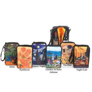   Pack of 12 Works of Van Gogh Art Insulated 2 Wine Bottle Carrier Totes