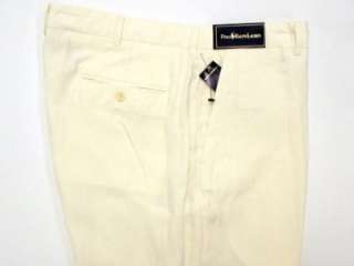 Ralph Lauren Mens Linen&Silk Pants Off White Flat Front  