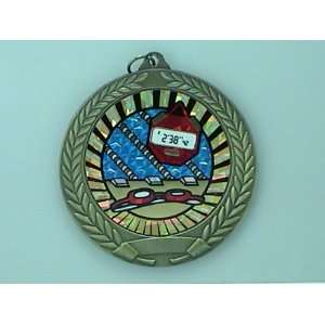  2 3/4 Gold SUN Mylar Swimming Medals with Red White Blue 