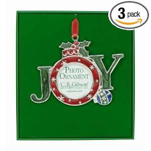 : CR Gibson Christmas Joy Holiday Ornament Photo Frame In A Gift Box 