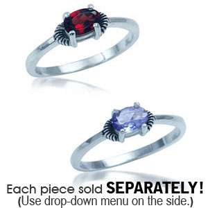 REAL Tanzanite & Garnet Sterling Silver Solitaire Ring  