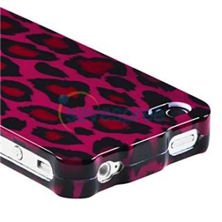   Hot Pink Leopard Hard Plastic Back Cover Shell Case For iPhone 4 4S 4G