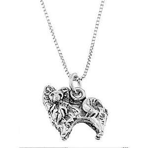  Sterling Silver One Sided Pomeranian Dog Necklace Jewelry