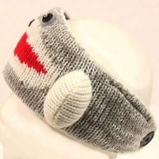   Winter Ski Fleece Lined Headband Headwrap Ear Warmer Plush Sock Monkey