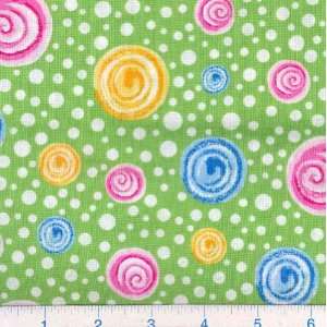   Treats Swirled Circles Lime Fabric By The Yard: Arts, Crafts & Sewing