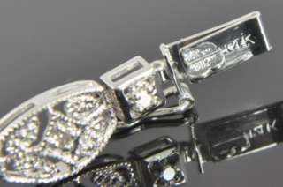 14K White Gold Art Deco Diamond Filigree Panel Link Tennis Chain 