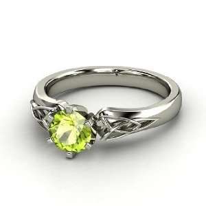  Fiona Ring, Round Peridot 14K White Gold Ring: Jewelry