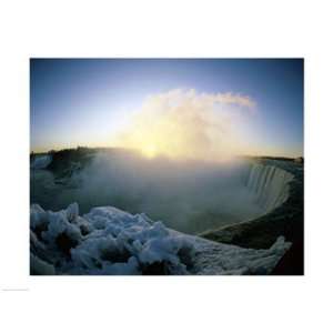 : Sunrise over a waterfall, Niagara Falls, Ontario, Canada Poster (24 