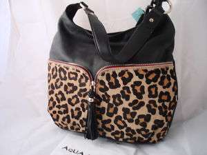 AQUA MADONNA Black/Leopard Bag Handbag w/Dustbag NWT  