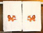 FRINGED KITTY CAT   2 EMBROIDERED HAND Towels by Susan   ENDING SOON