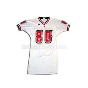 White No. 80 Game Used Louisiana Lafayette Russell Football Jersey 
