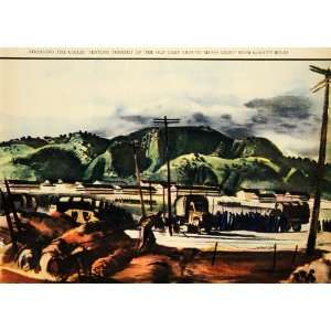 1941 Print Millard Sheets Cables Construction Camp Roberts San Miguel 