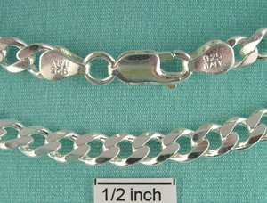 INCH SOLID STERLING SILVER 7MM CURB CHAIN BRACELET  