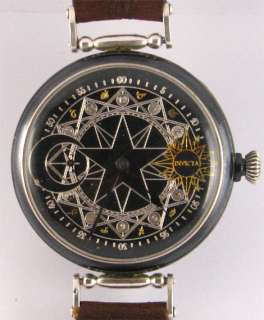 INVICTA ~Zodiac~ Huge vintage rare Swiss made wristwatch, black case 